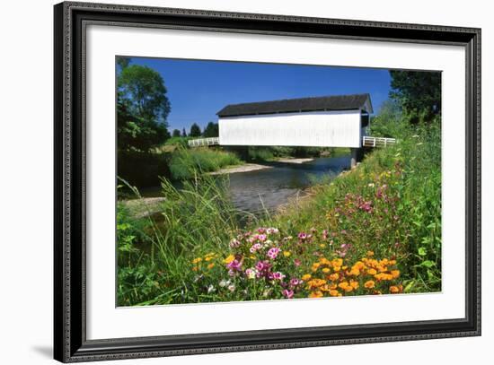 Gallon House Covered Bridge over Abiqua Creek, Oregon, USA-Jaynes Gallery-Framed Photographic Print