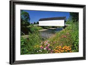 Gallon House Covered Bridge over Abiqua Creek, Oregon, USA-Jaynes Gallery-Framed Photographic Print