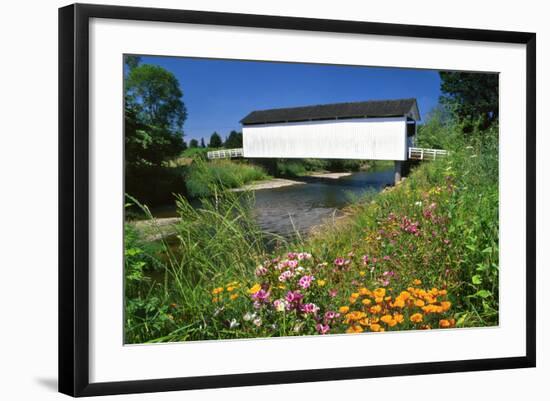 Gallon House Covered Bridge over Abiqua Creek, Oregon, USA-Jaynes Gallery-Framed Photographic Print