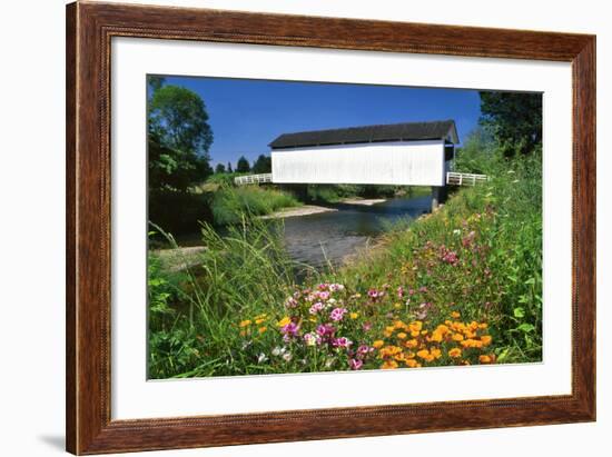 Gallon House Covered Bridge over Abiqua Creek, Oregon, USA-Jaynes Gallery-Framed Photographic Print