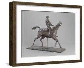 Galloping Horse Turning His Head Right. Horse Jockey-Edgar Degas-Framed Giclee Print