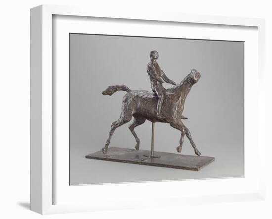 Galloping Horse Turning His Head Right. Horse Jockey-Edgar Degas-Framed Giclee Print