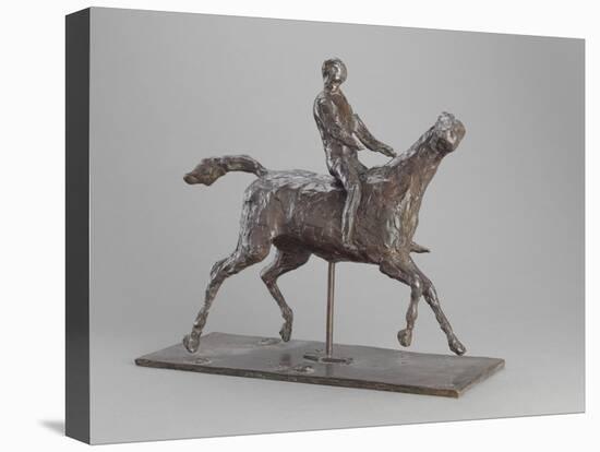 Galloping Horse Turning His Head Right. Horse Jockey-Edgar Degas-Stretched Canvas