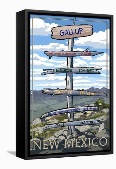 Gallup, New Mexico - Destination Signpost-Lantern Press-Framed Stretched Canvas