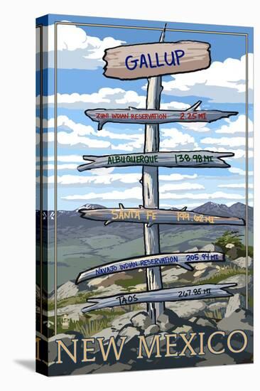 Gallup, New Mexico - Destination Signpost-Lantern Press-Stretched Canvas