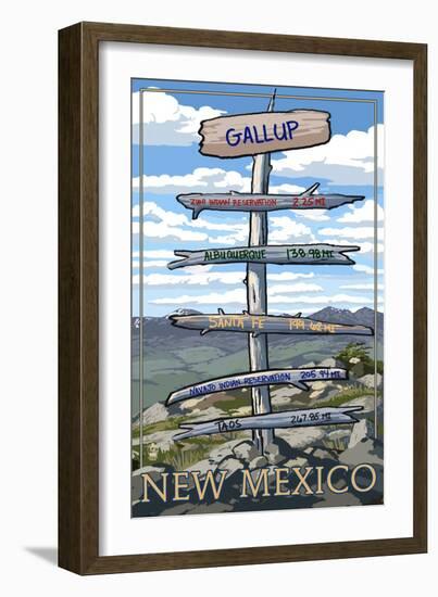 Gallup, New Mexico - Destination Signpost-Lantern Press-Framed Art Print