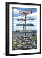 Gallup, New Mexico - Destination Signpost-Lantern Press-Framed Art Print