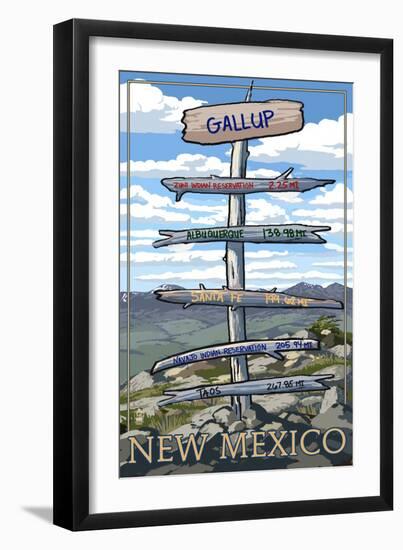 Gallup, New Mexico - Destination Signpost-Lantern Press-Framed Art Print