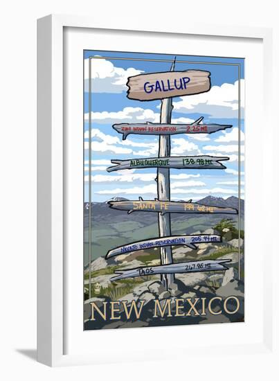 Gallup, New Mexico - Destination Signpost-Lantern Press-Framed Art Print