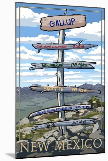 Gallup, New Mexico - Destination Signpost-Lantern Press-Mounted Art Print