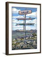 Gallup, New Mexico - Destination Signpost-Lantern Press-Framed Art Print