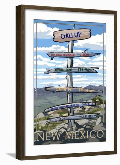 Gallup, New Mexico - Destination Signpost-Lantern Press-Framed Art Print