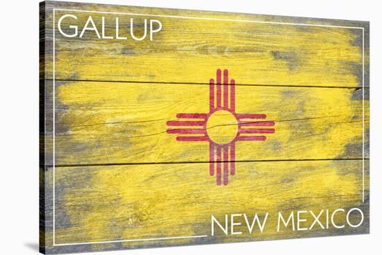 Gallup, New Mexico State Flag - Barnwood Painting-Lantern Press-Stretched Canvas