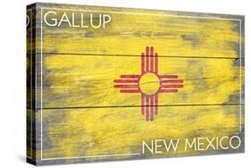 Gallup, New Mexico State Flag - Barnwood Painting-Lantern Press-Stretched Canvas