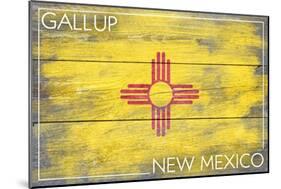 Gallup, New Mexico State Flag - Barnwood Painting-Lantern Press-Mounted Art Print