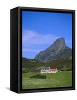 Galmisdale House and an Sgurr, Isle of Eigg, Inner Hebrides, Scotland, UK, Europe-Jean Brooks-Framed Stretched Canvas