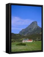 Galmisdale House and an Sgurr, Isle of Eigg, Inner Hebrides, Scotland, UK, Europe-Jean Brooks-Framed Stretched Canvas