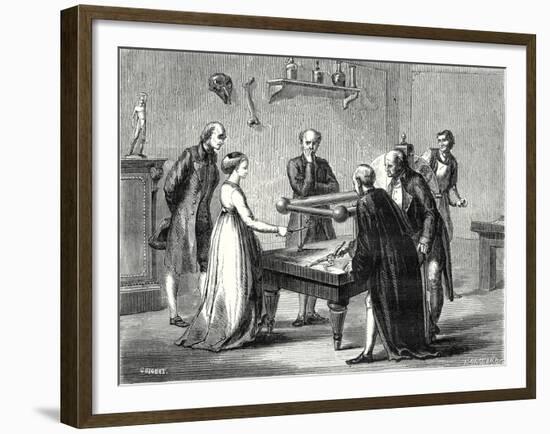 Galvani a Professor at Bologna Discovers in 1780 the Irritability of the Muscles of a Frog to Elect-null-Framed Giclee Print