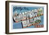 Galveston Beach, Texas - Large Letter Scenes, Greetings from, c.1947-Lantern Press-Framed Art Print