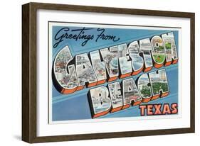 Galveston Beach, Texas - Large Letter Scenes, Greetings from, c.1947-Lantern Press-Framed Art Print