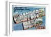 Galveston Beach, Texas - Large Letter Scenes, Greetings from, c.1947-Lantern Press-Framed Art Print