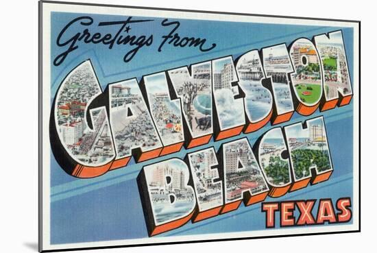 Galveston Beach, Texas - Large Letter Scenes, Greetings from, c.1947-Lantern Press-Mounted Art Print