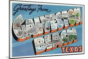 Galveston Beach, Texas - Large Letter Scenes, Greetings from, c.1947-Lantern Press-Mounted Art Print