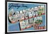 Galveston Beach, Texas - Large Letter Scenes, Greetings from, c.1947-Lantern Press-Framed Art Print