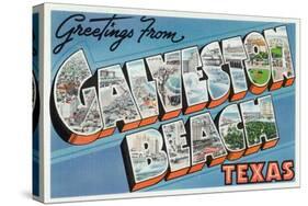 Galveston Beach, Texas - Large Letter Scenes, Greetings from, c.1947-Lantern Press-Stretched Canvas