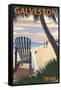 Galveston, Texas - Adirondack Chairs and Sunset-Lantern Press-Framed Stretched Canvas