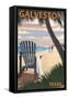 Galveston, Texas - Adirondack Chairs and Sunset-Lantern Press-Framed Stretched Canvas