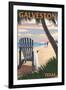 Galveston, Texas - Adirondack Chairs and Sunset-Lantern Press-Framed Art Print