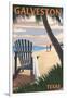 Galveston, Texas - Adirondack Chairs and Sunset-Lantern Press-Framed Art Print