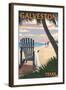 Galveston, Texas - Adirondack Chairs and Sunset-Lantern Press-Framed Art Print