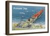 Galveston, Texas - Aerial View of Pleasure Pier and the Beach Front, c.1945-Lantern Press-Framed Art Print