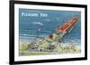 Galveston, Texas - Aerial View of Pleasure Pier and the Beach Front, c.1945-Lantern Press-Framed Premium Giclee Print