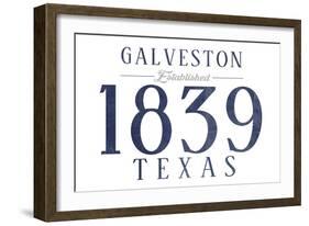 Galveston, Texas - Established Date (Blue)-Lantern Press-Framed Art Print