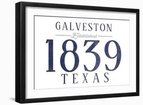 Galveston, Texas - Established Date (Blue)-Lantern Press-Framed Art Print