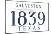 Galveston, Texas - Established Date (Blue)-Lantern Press-Mounted Art Print