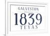 Galveston, Texas - Established Date (Blue)-Lantern Press-Framed Art Print