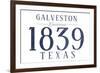 Galveston, Texas - Established Date (Blue)-Lantern Press-Framed Art Print