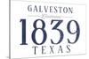 Galveston, Texas - Established Date (Blue)-Lantern Press-Stretched Canvas