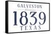 Galveston, Texas - Established Date (Blue)-Lantern Press-Framed Stretched Canvas