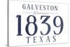 Galveston, Texas - Established Date (Blue)-Lantern Press-Stretched Canvas