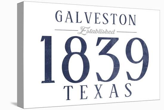 Galveston, Texas - Established Date (Blue)-Lantern Press-Stretched Canvas