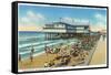 Galveston, Texas - Exterior View of Murdoch's Bath House, Crowds on the Beach, c.1947-Lantern Press-Framed Stretched Canvas