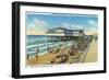 Galveston, Texas - Exterior View of Murdoch's Bath House, Crowds on the Beach, c.1947-Lantern Press-Framed Art Print