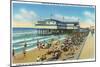 Galveston, Texas - Exterior View of Murdoch's Bath House, Crowds on the Beach, c.1947-Lantern Press-Mounted Art Print