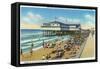 Galveston, Texas - Exterior View of Murdoch's Bath House, Crowds on the Beach, c.1947-Lantern Press-Framed Stretched Canvas