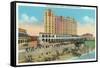 Galveston, Texas - Exterior View of the Buccaneer Hotel from Seawall Blvd and the Beach, c.1947-Lantern Press-Framed Stretched Canvas